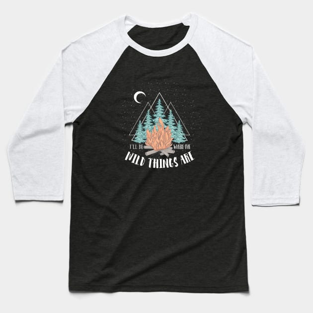 Campfire T-shirt Design Baseball T-Shirt by LaveryLinhares